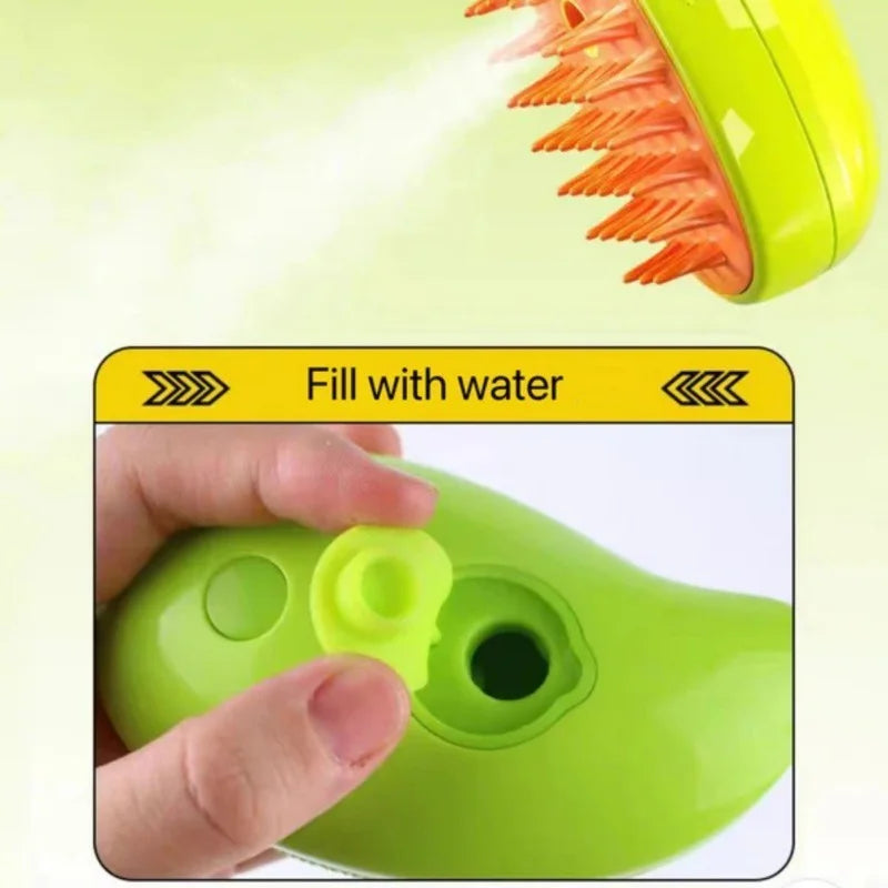 🐾 Escova a Vapor 3 em 1 para Cães e Gatos – Removedor de Pelos com Massagem, Limpeza e Tecnologia Antiestresse