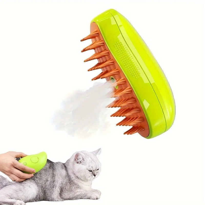 🐾 Escova a Vapor 3 em 1 para Cães e Gatos – Removedor de Pelos com Massagem, Limpeza e Tecnologia Antiestresse
