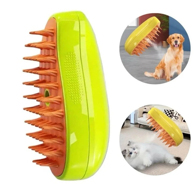 🐾 Escova a Vapor 3 em 1 para Cães e Gatos – Removedor de Pelos com Massagem, Limpeza e Tecnologia Antiestresse