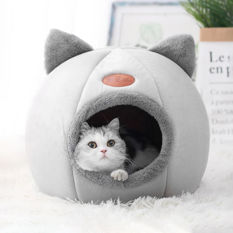 Toca "Sonho Quentinho" – Cama Caverna Inverno para Gatos e Cães de Pequeno Porte