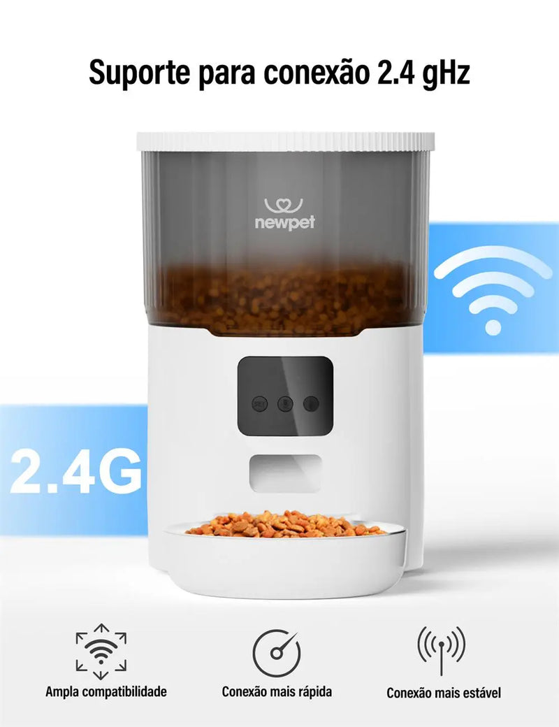 🐾 Newpet Comedouro Automático Inteligente 4L com Wi-Fi, Áudio e Controle por App