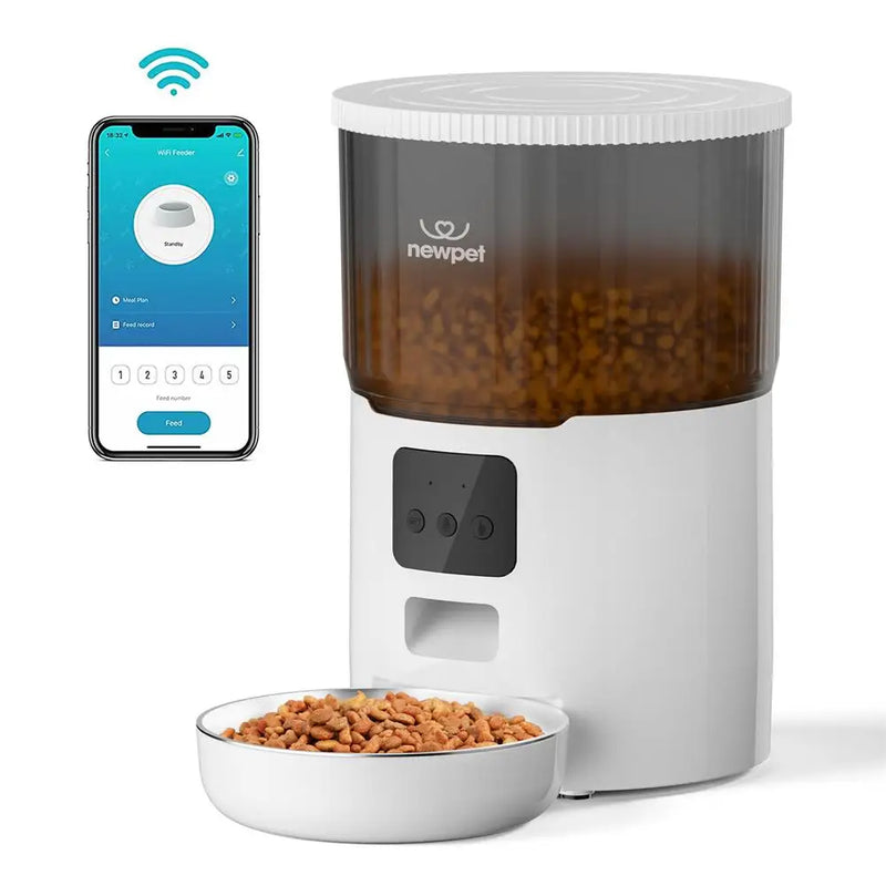 🐾 Newpet Comedouro Automático Inteligente 4L com Wi-Fi, Áudio e Controle por App