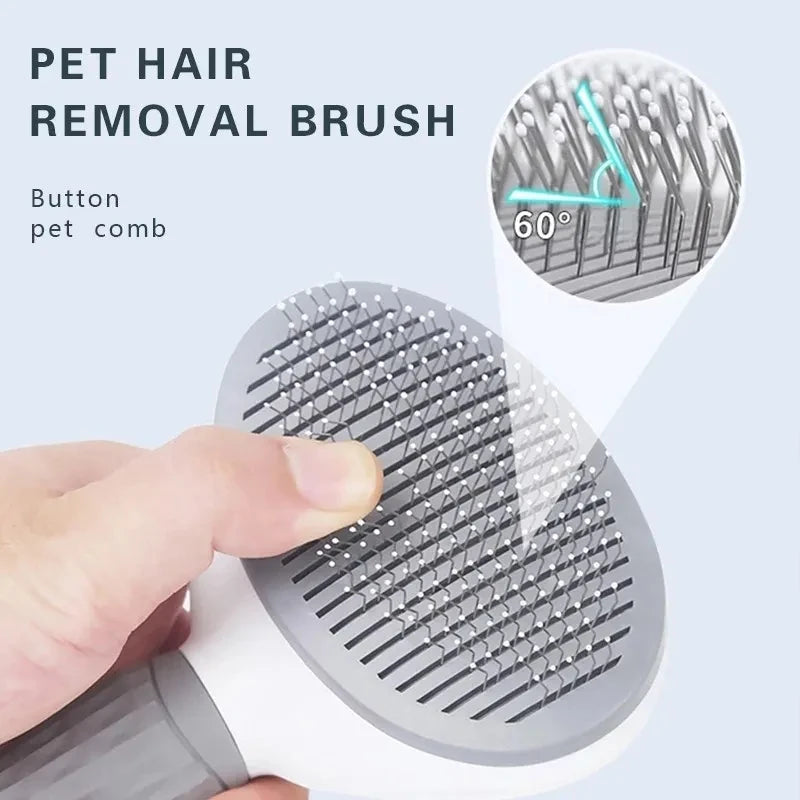 Escova Autolimpante Removedora de Pelos para Cães e Gatos – Desembaraça, Remove e Massageia com Praticidade