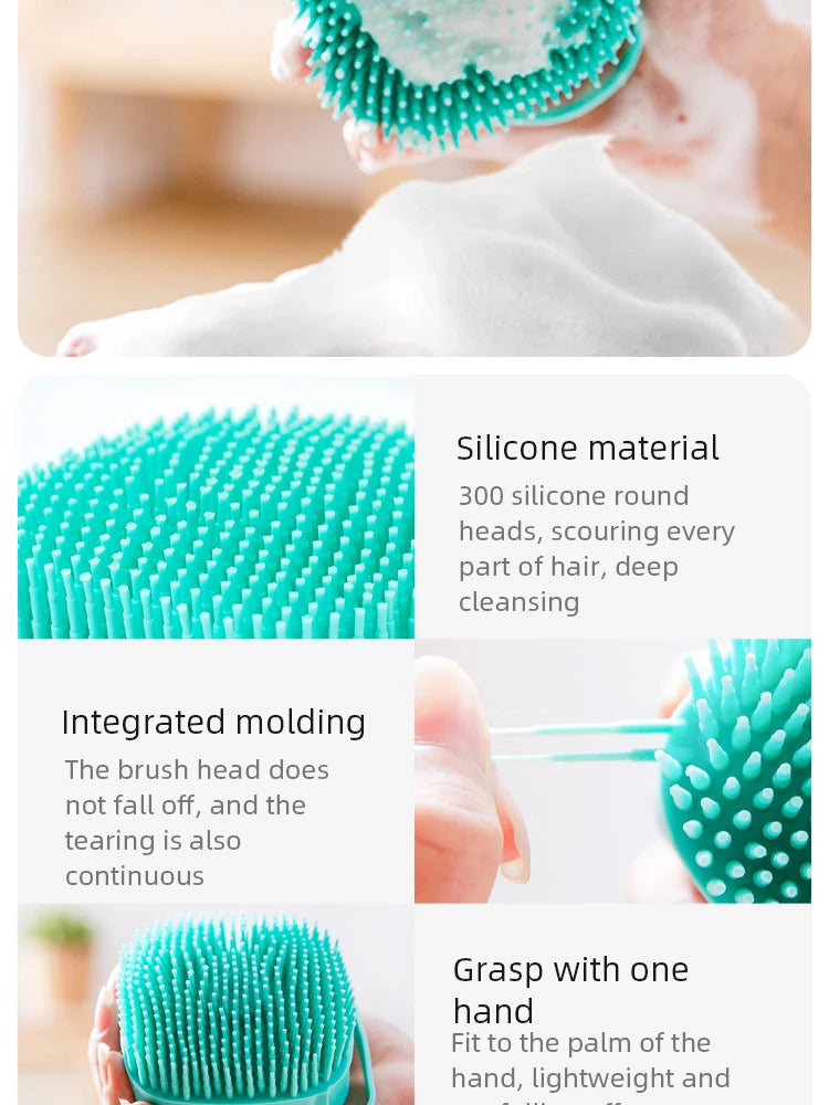 Escova de Banho de Silicone para Cães e Gatos – Massageadora 3 em 1 com Dosador de Shampoo