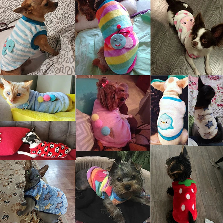 Colete de Inverno em Flanela para Cães e Gatos Pequenos – Roupa Quentinha, Macia e Estilosa | XXS ao M