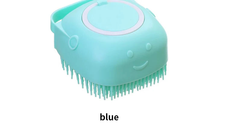 Escova de Banho de Silicone para Cães e Gatos – Massageadora 3 em 1 com Dosador de Shampoo