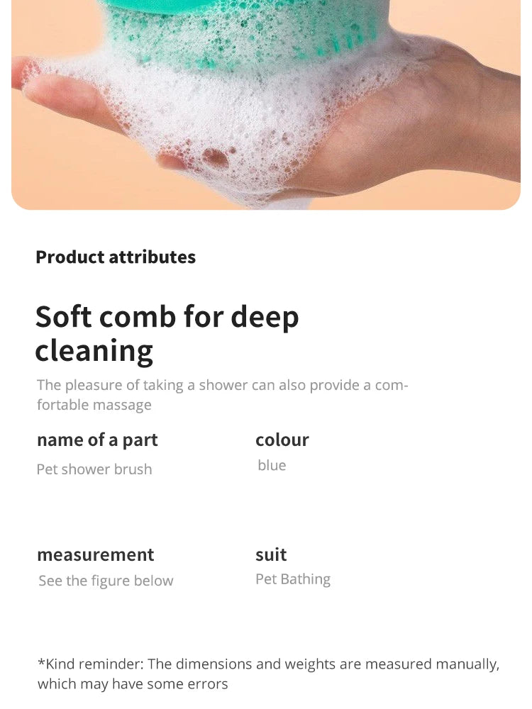 Escova de Banho de Silicone para Cães e Gatos – Massageadora 3 em 1 com Dosador de Shampoo