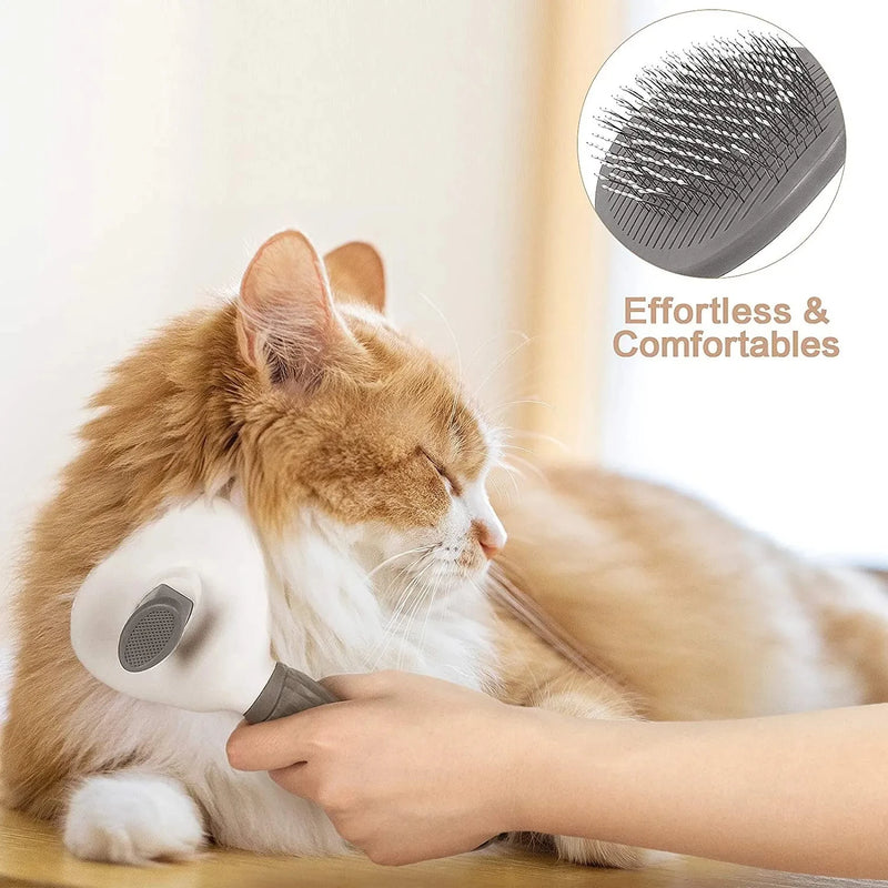 Escova Autolimpante Removedora de Pelos para Cães e Gatos – Desembaraça, Remove e Massageia com Praticidade