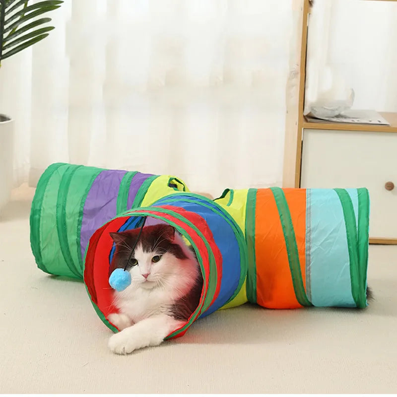 Túnel Divertido Dobrável para Gatos – Playground Seguro e Respirável