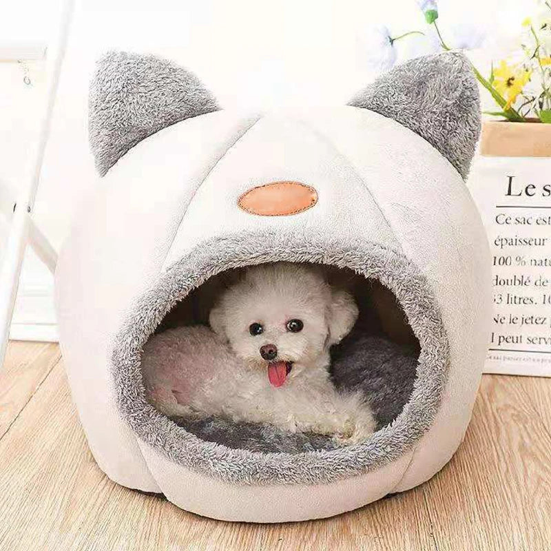 Toca "Sonho Quentinho" – Cama Caverna Inverno para Gatos e Cães de Pequeno Porte