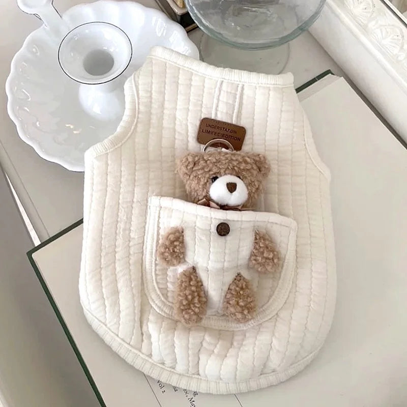 Colete de Algodão com Estampa Fofa – Roupinha de Outono/Inverno para Cães e Gatos Pequenos