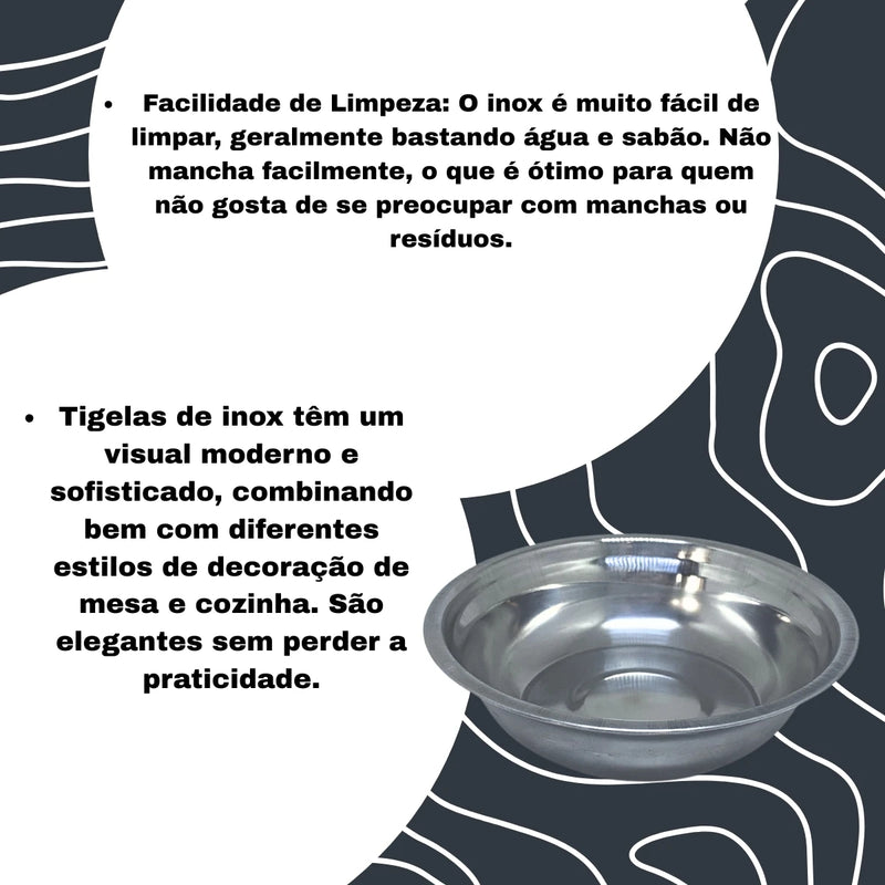 Kit com 10 Tigelas Redondas de Aço Inoxidável 13cm – Resistência e Versatilidade para sua Cozinha