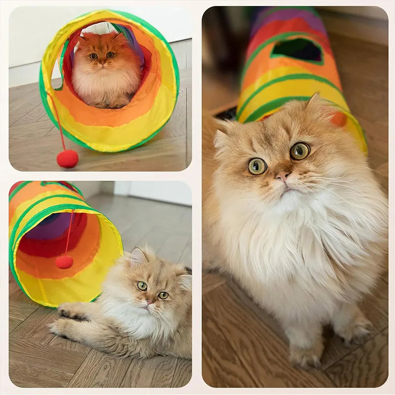 Túnel Divertido Dobrável para Gatos – Playground Seguro e Respirável