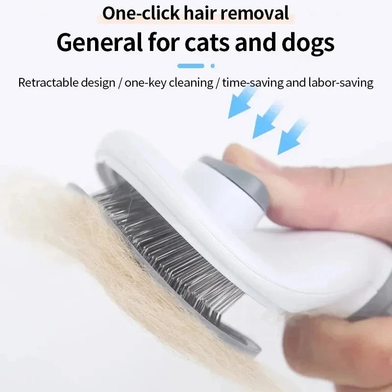 Escova Autolimpante Removedora de Pelos para Cães e Gatos – Desembaraça, Remove e Massageia com Praticidade