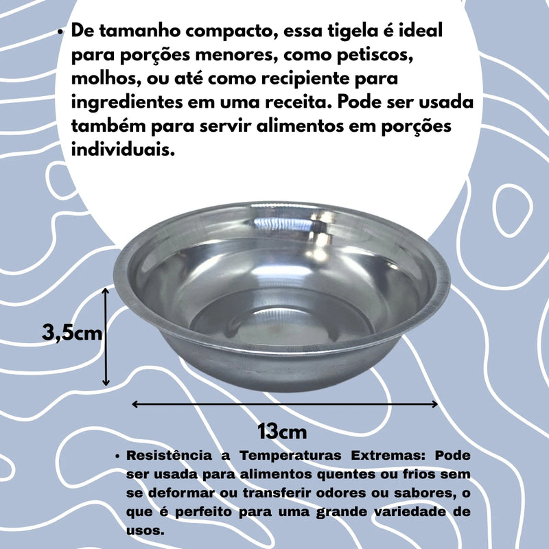 Kit com 10 Tigelas Redondas de Aço Inoxidável 13cm – Resistência e Versatilidade para sua Cozinha