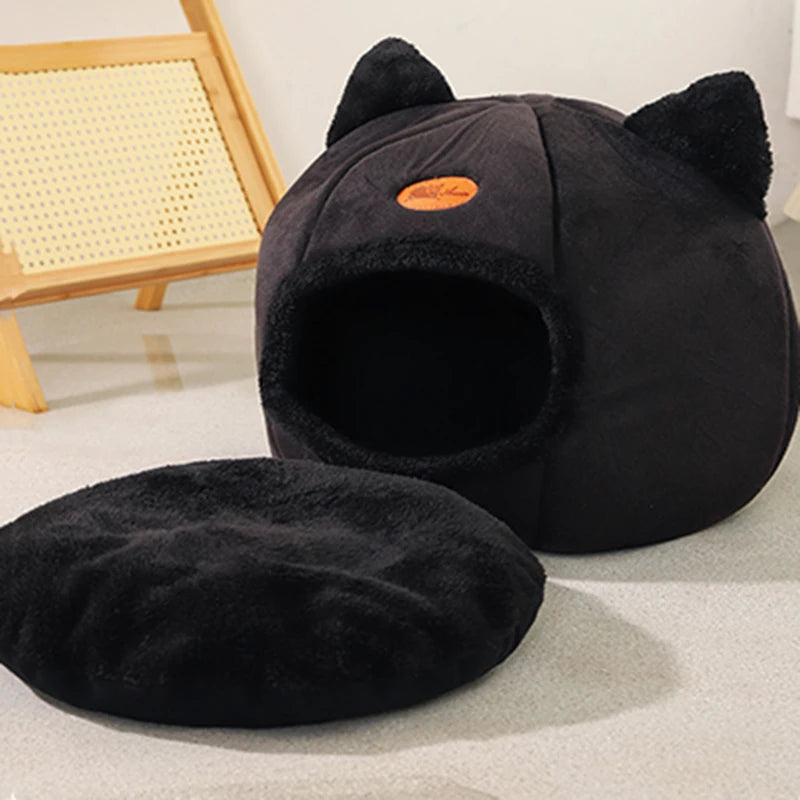 Toca "Sonho Quentinho" – Cama Caverna Inverno para Gatos e Cães de Pequeno Porte