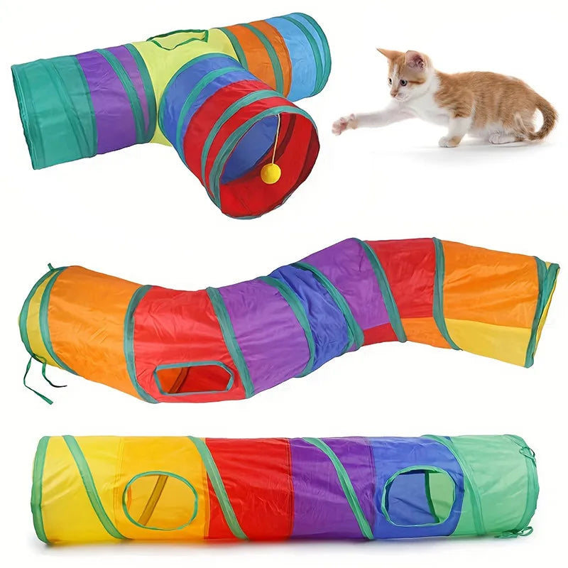 Túnel Divertido Dobrável para Gatos – Playground Seguro e Respirável