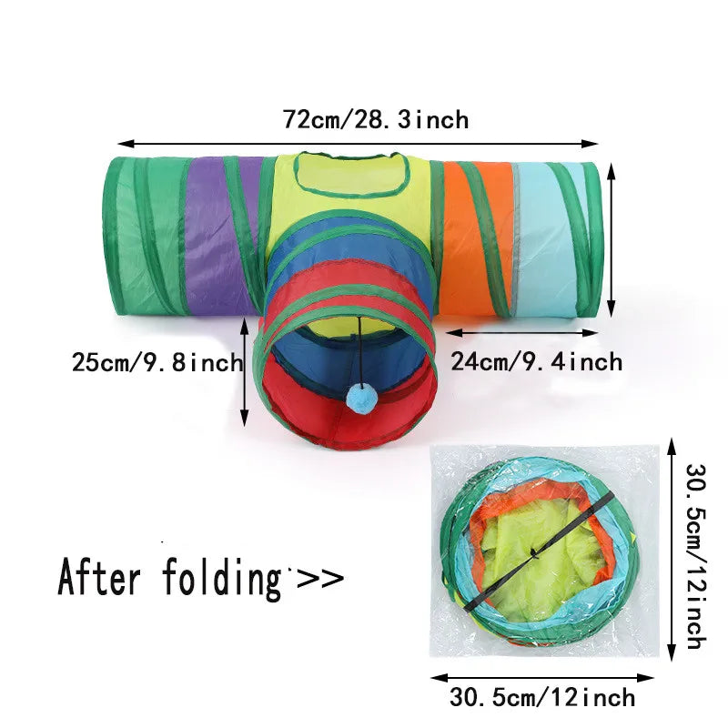 Túnel Divertido Dobrável para Gatos – Playground Seguro e Respirável