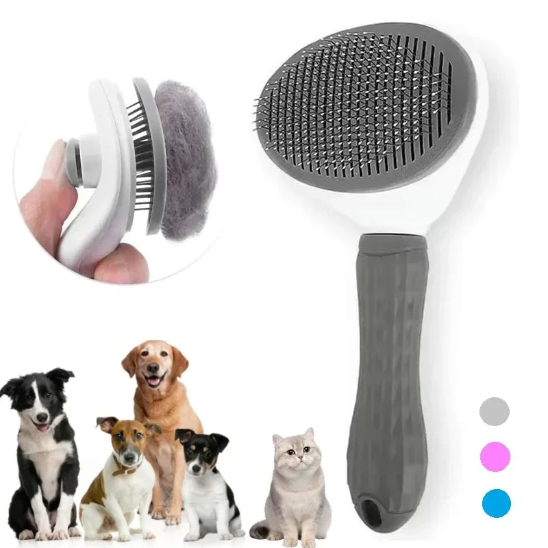 Escova Autolimpante Removedora de Pelos para Cães e Gatos – Desembaraça, Remove e Massageia com Praticidade