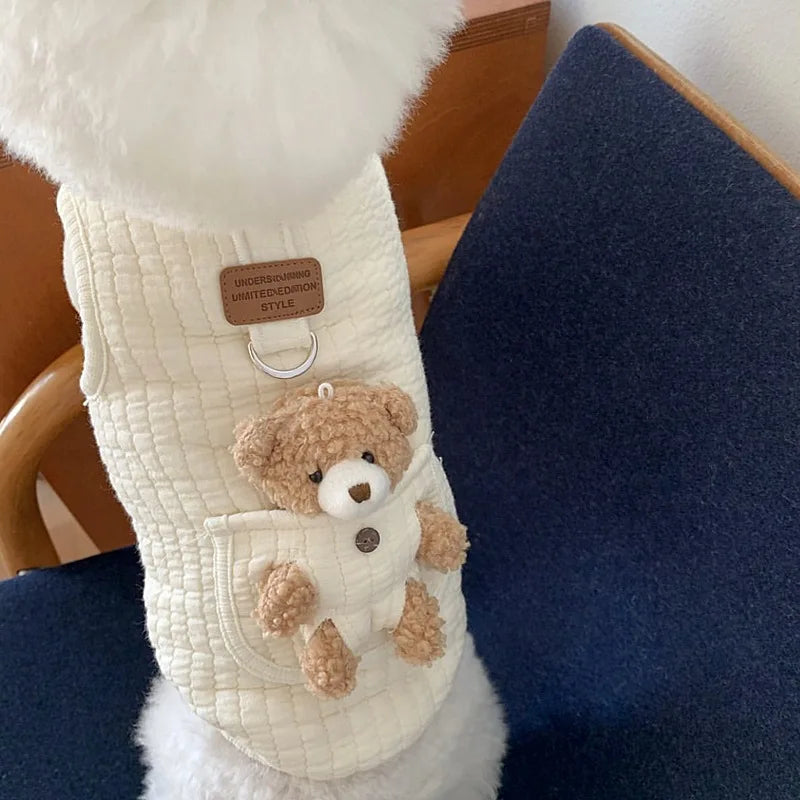 Colete de Algodão com Estampa Fofa – Roupinha de Outono/Inverno para Cães e Gatos Pequenos