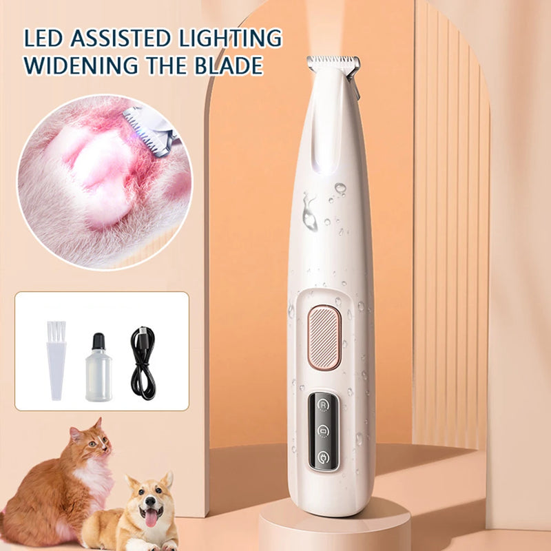 Aparador Portátil para Patas de Cães e Gatos com Luz LED – Trimmer Profissional Recortador de Unhas e Pelos