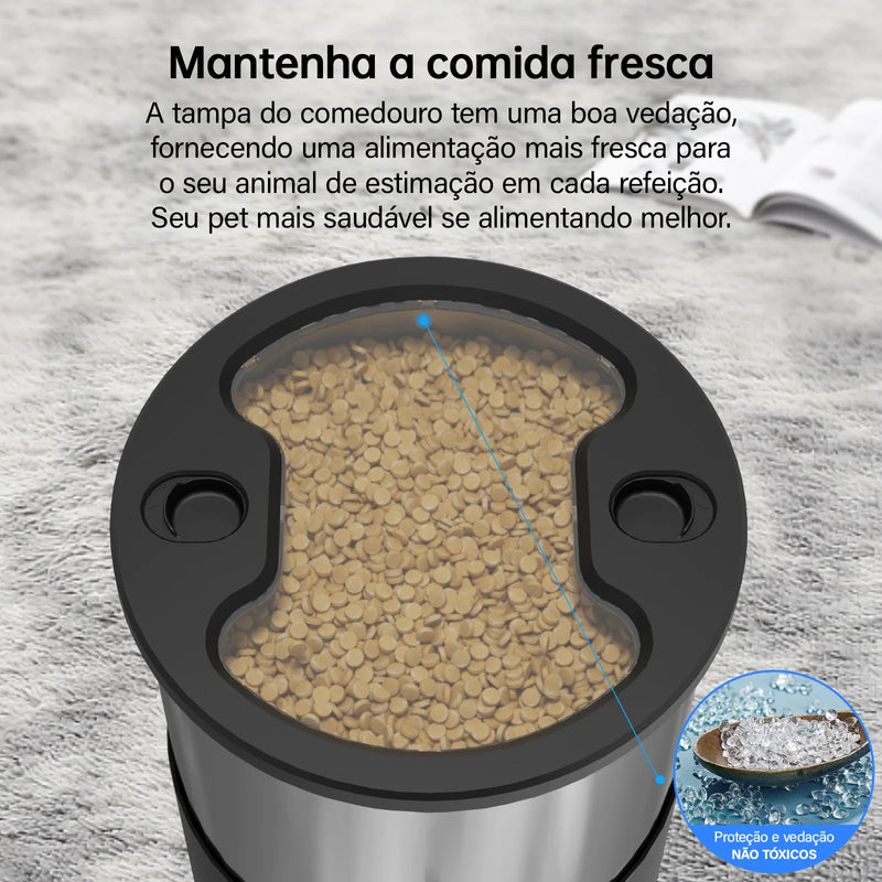 🐾 Newpet Comedouro Automático Inteligente 5L com Wi-Fi, Temporizador e Gravador de Voz