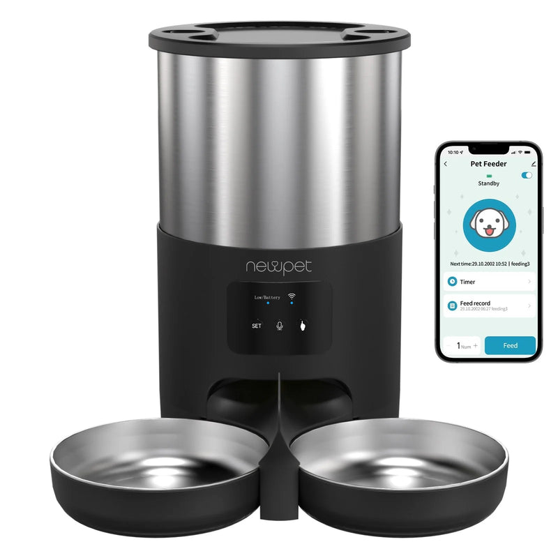 🐾 Newpet Comedouro Automático Inteligente 5L com Wi-Fi, Temporizador e Gravador de Voz