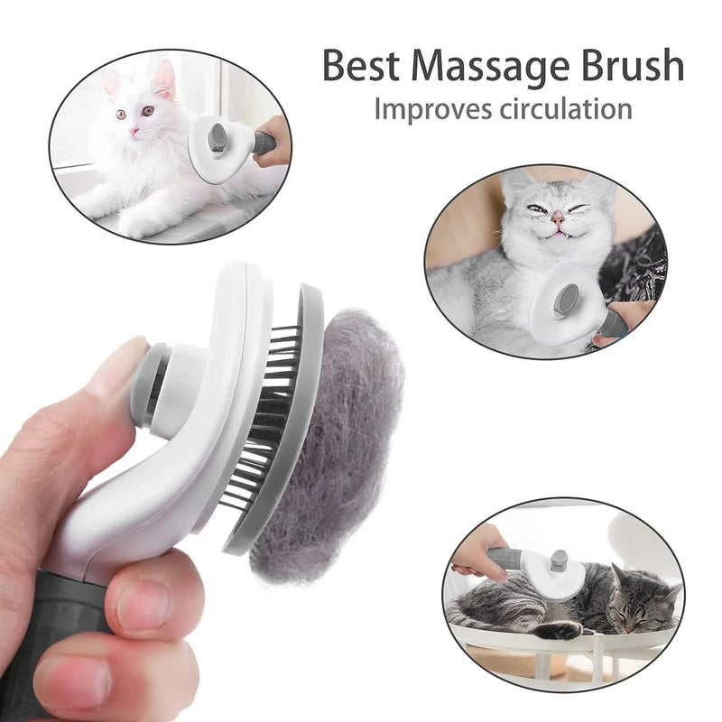 Escova Autolimpante Removedora de Pelos para Cães e Gatos – Desembaraça, Remove e Massageia com Praticidade