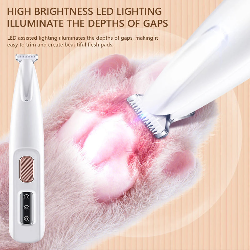 Aparador Portátil para Patas de Cães e Gatos com Luz LED – Trimmer Profissional Recortador de Unhas e Pelos