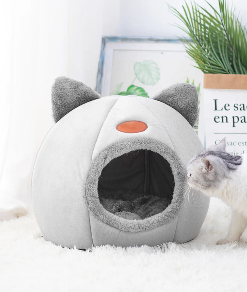 Toca "Sonho Quentinho" – Cama Caverna Inverno para Gatos e Cães de Pequeno Porte