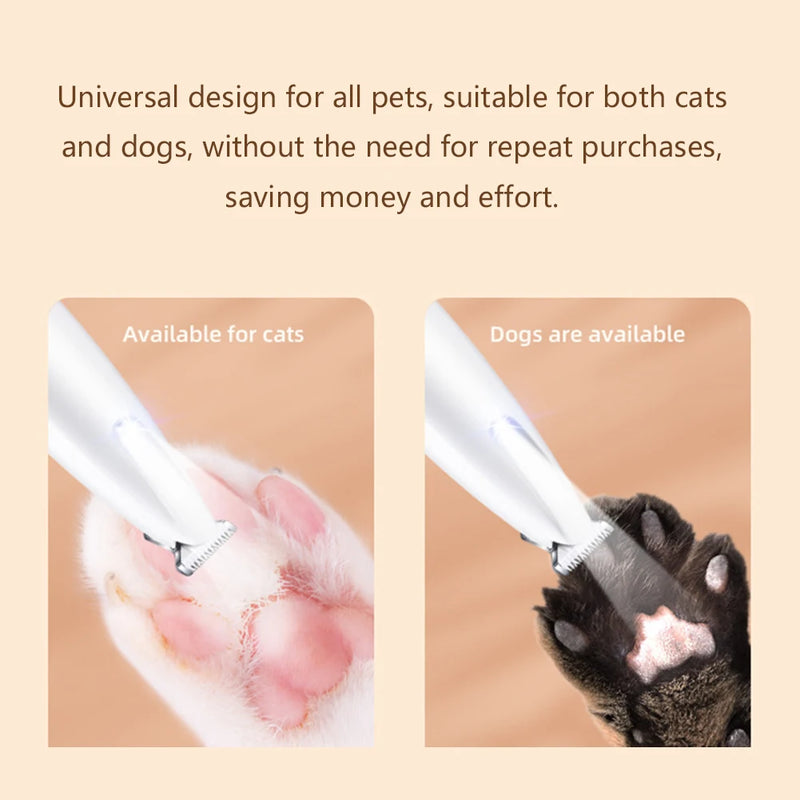 Aparador Portátil para Patas de Cães e Gatos com Luz LED – Trimmer Profissional Recortador de Unhas e Pelos